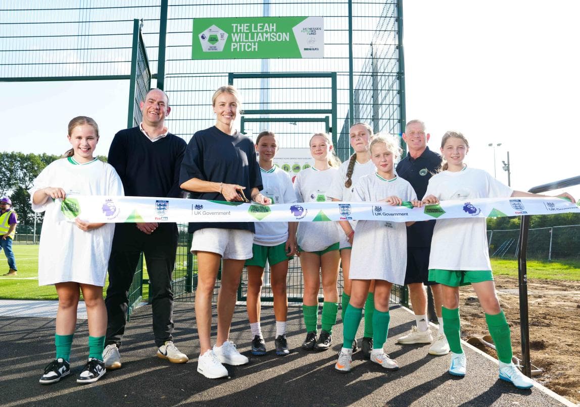 Leah Williamson at the unveiling of the pitch named after her at Newport Pagnell Town FC, August 2024 Leah Williamson at the unveiling of the pitch named after her at Newport Pagnell Town FC, August 2024